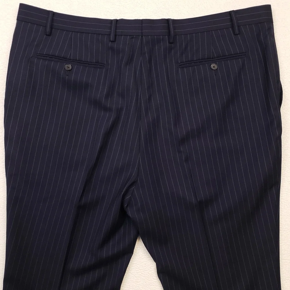 Ralph Ralph Lauren Suit Men 50L 46R Navy Blue Pinstripe Wool Blend Two Piece Set